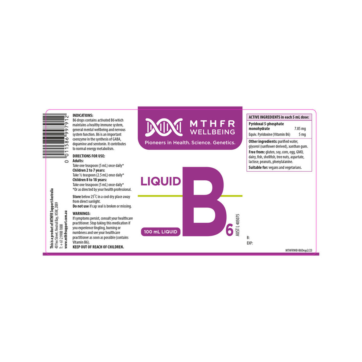 MTHFR Wellbeing B6 Drops 100ml - Cutprice Online