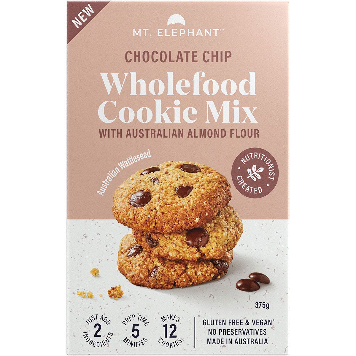 MT. ELEPHANT Wholefood Cookie Mix Chocolate Chip 5x375g - Cutprice Online
