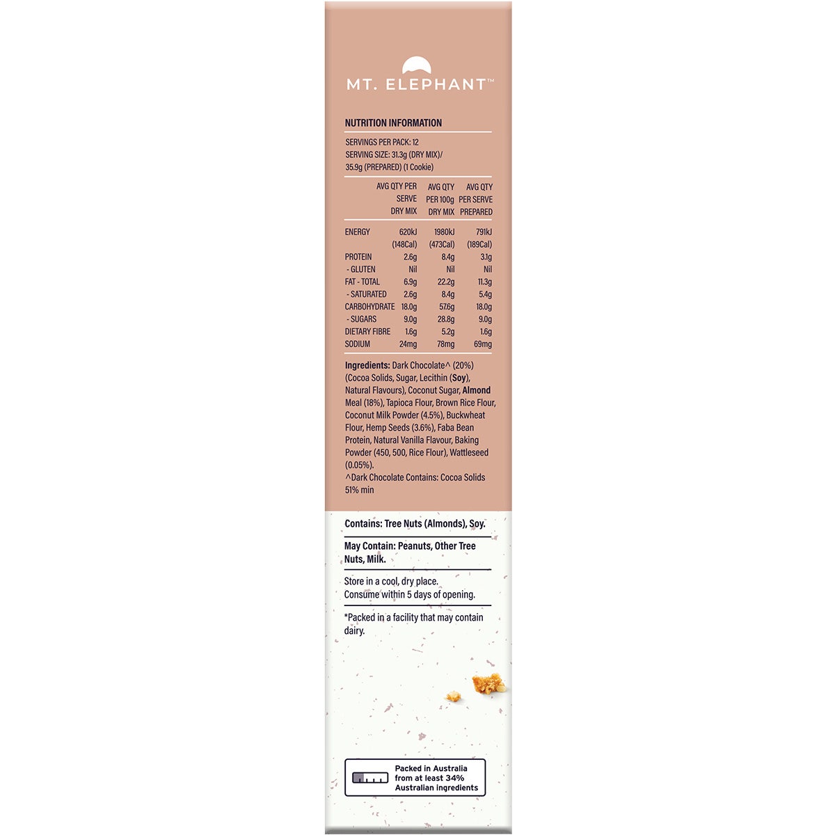 MT. ELEPHANT Wholefood Cookie Mix Chocolate Chip 5x375g - Cutprice Online