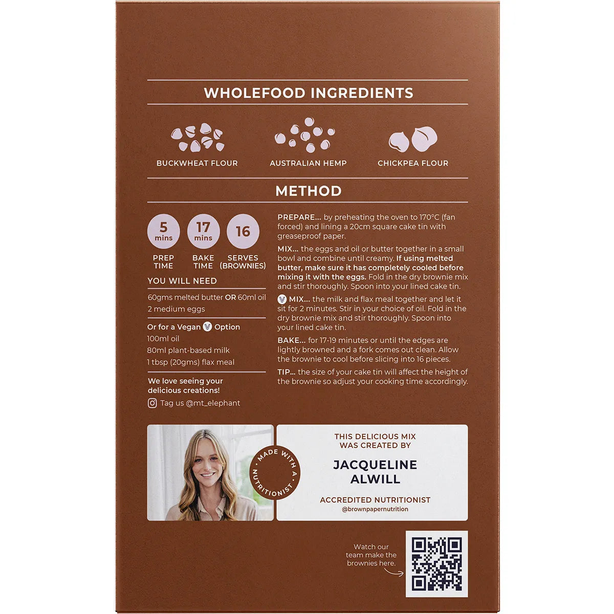 MT. ELEPHANT Wholefood Brownie Mix Choc Chunk 350g - Cutprice Online