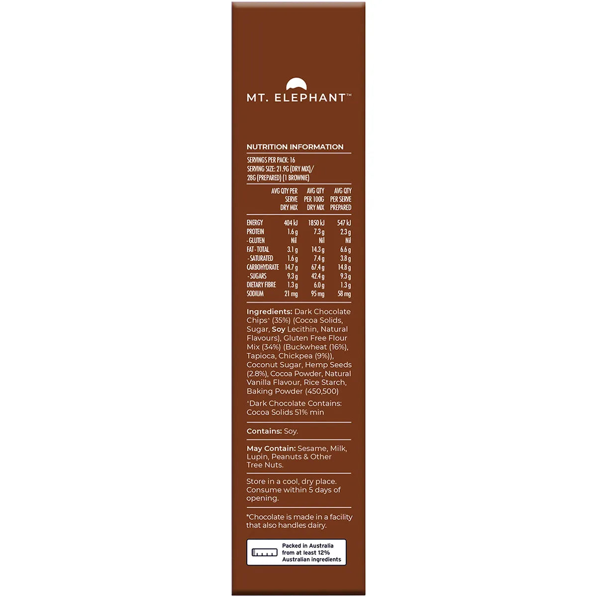 MT. ELEPHANT Wholefood Brownie Mix Choc Chunk 350g - Cutprice Online