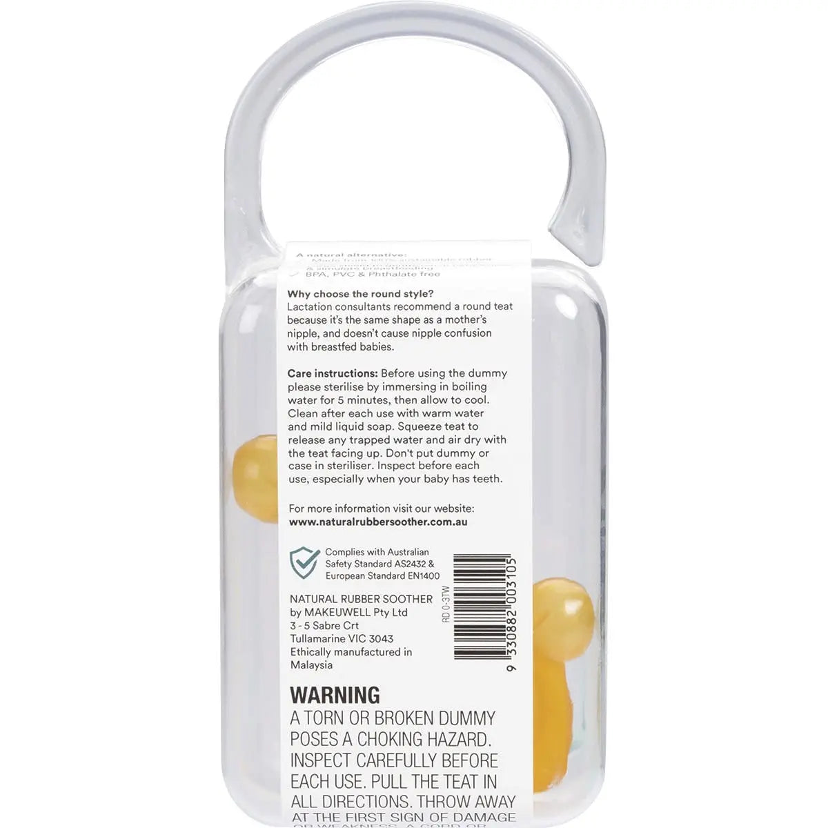 NATURAL RUBBER SOOTHERS Soother - Twin Pack Small Rounded (0-3 Mths) 2 NATURAL RUBBER