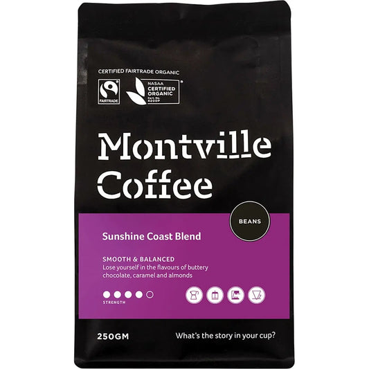 MONTVILLE COFFEE Coffee Beans Sunshine Coast Blend 250g MONTVILLE