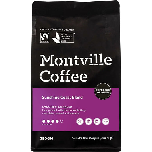 MONTVILLE COFFEE Coffee Ground (Espresso) Sunshine Coast Blend 250g MONTVILLE