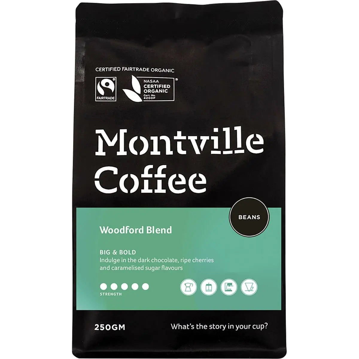 MONTVILLE COFFEE Coffee Beans Woodford Blend 250g MONTVILLE