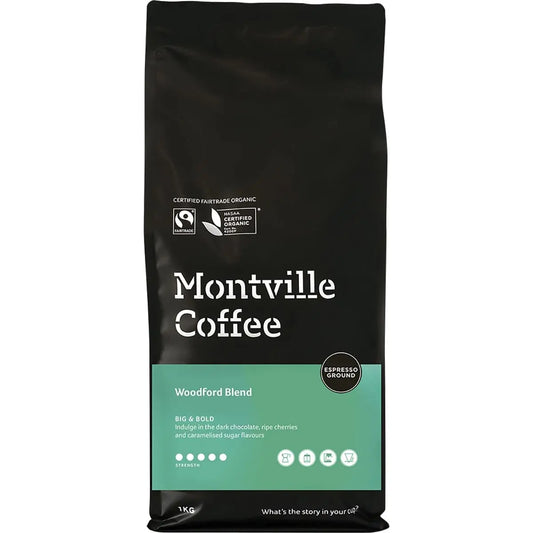 MONTVILLE COFFEE Coffee Ground (Espresso) Woodford Blend 1kg MONTVILLE