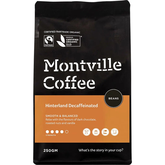 MONTVILLE COFFEE Decaf Coffee Beans Hinterland Blend 250g MONTVILLE