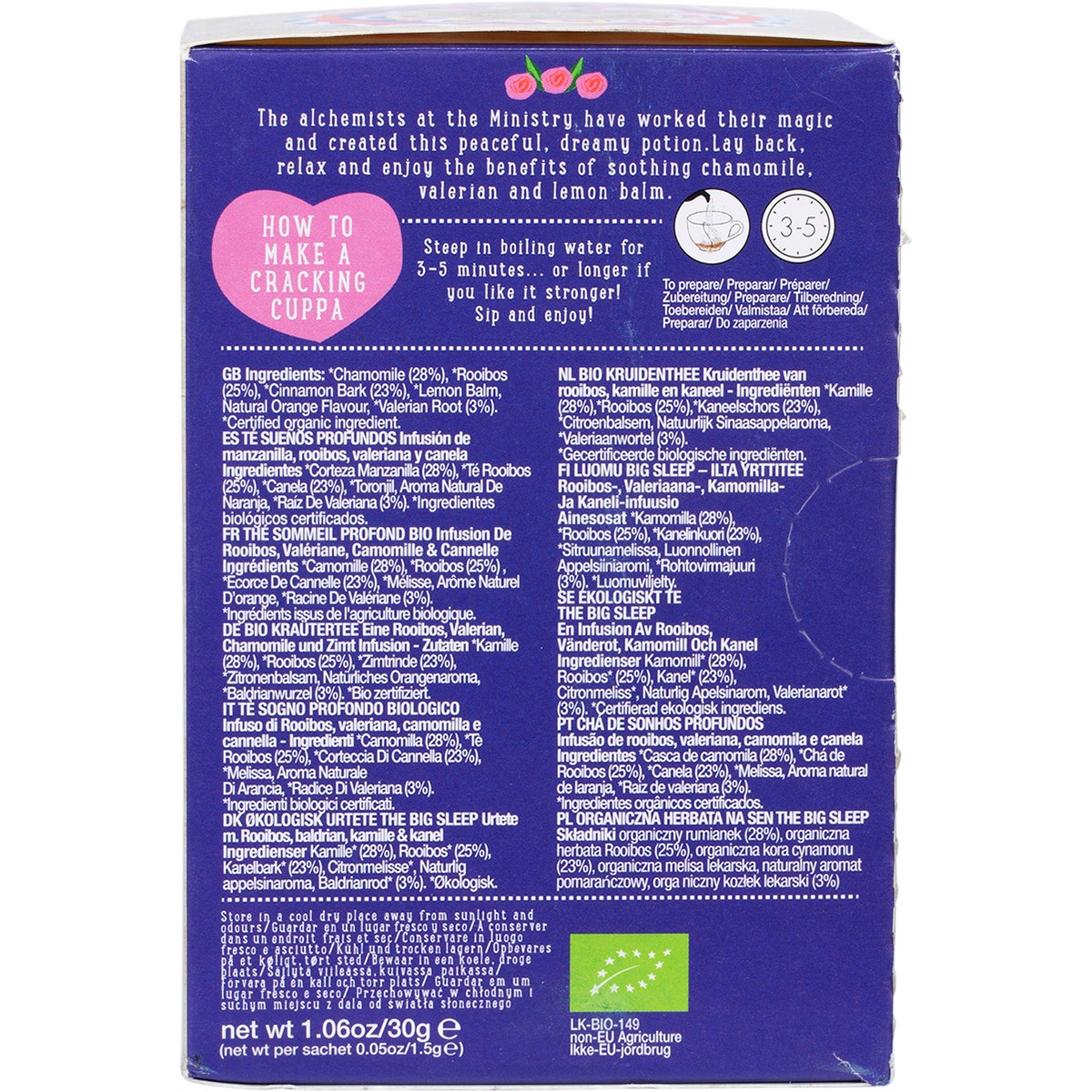 MINISTRY OF TEA Organic The Big Sleep Tea Bags 20pk - Cutprice Online
