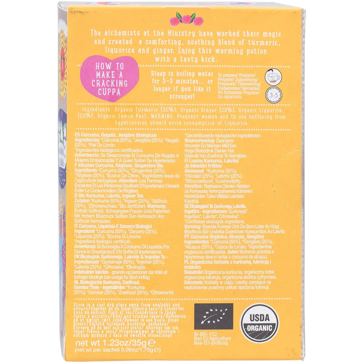 MINISTRY OF TEA Organic Turmeric, Liquorice & Ginger Tea Tea Bags 20pk MINISTRY OF TEA