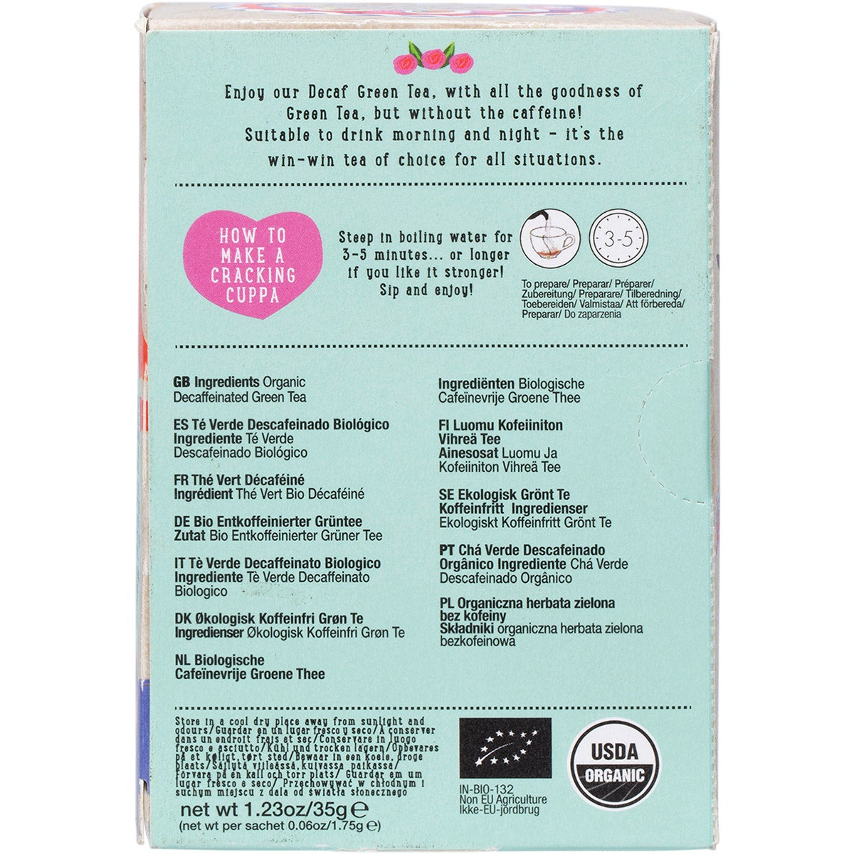 MINISTRY OF TEA Organic Decaf Green Tea Bags 20pk - Cutprice Online