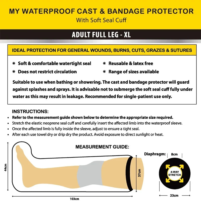 MY Waterproof Cast & Bandage Protector - Adult Full Leg XL