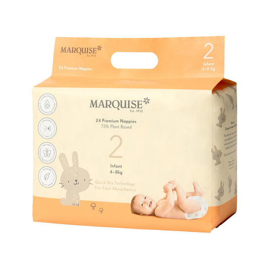 Marquise Premium Nappies (73% Plant Based) Infant Size 2 (4-8kg) x 24 Pack - Cutprice Online