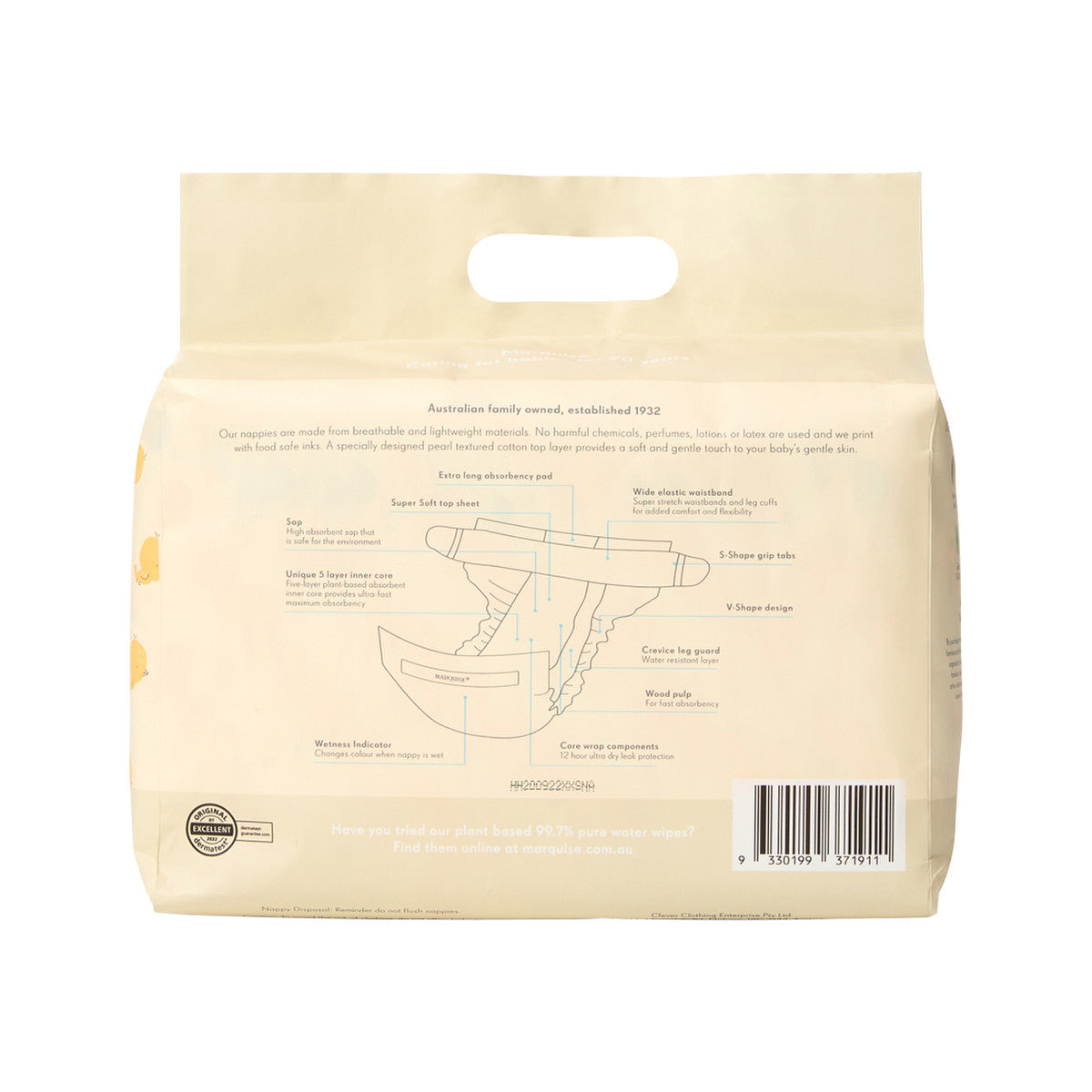 Marquise Premium Nappies (73% Plant Based) Newborn Size 1 (Up to 5kg) x 26 Pack - Cutprice Online