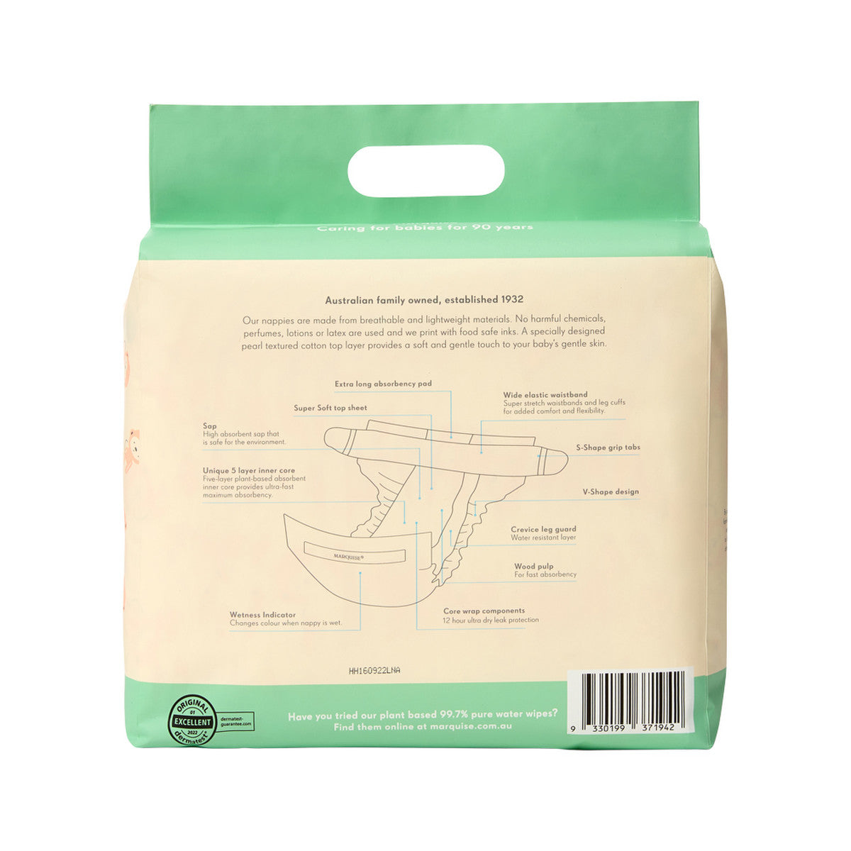 Marquise Premium Nappies (73% Plant Based) Toddler Size 4 (10-15kg) x 18 Pack - Cutprice Online