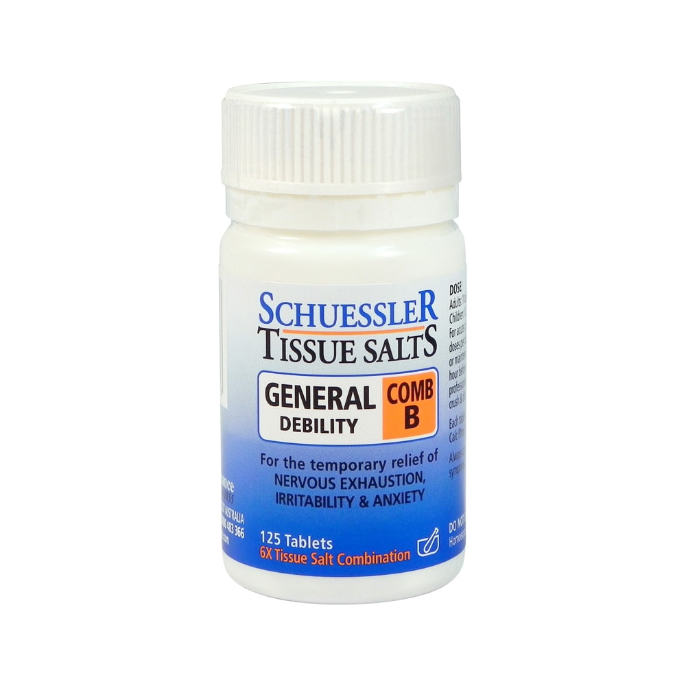 Martin & Pleasance Schuessler Tissue Salts Comb B (General Debility) 125t - Cutprice Online