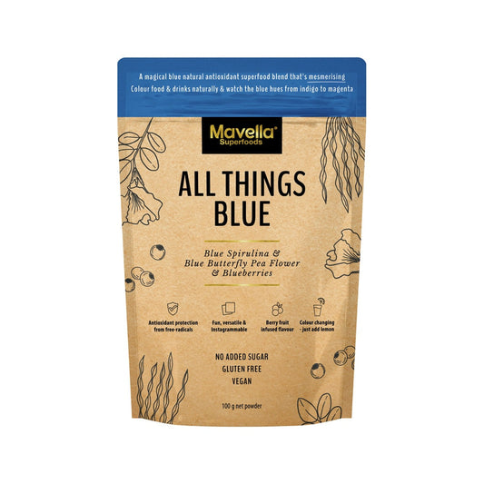 Mavella Superfoods All Things Blue (Blue Spirulina & Blue Butterfly Pea Flower & Blueberries) 100g - Cutprice Online
