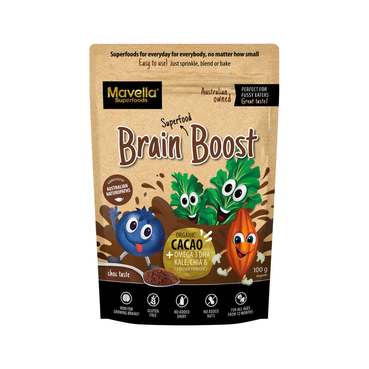 Mavella Superfoods Brain Superfood Smoothie Boost Choc 100g - Cutprice Online