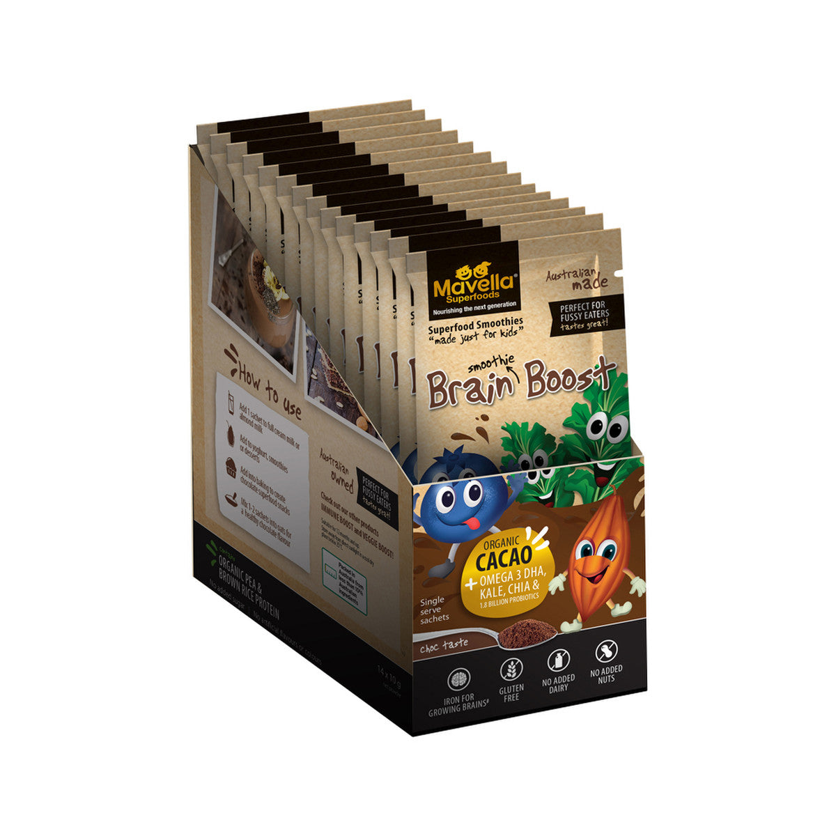 Mavella Superfoods Brain Superfood Smoothie Boost Choc Sachet 10g x 14 Pack - Cutprice Online