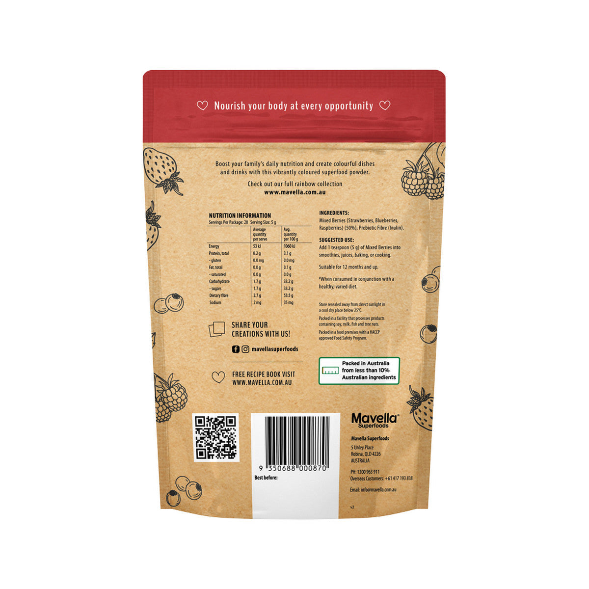 Mavella Superfoods Mixed Berries Powder 100g - Cutprice Online