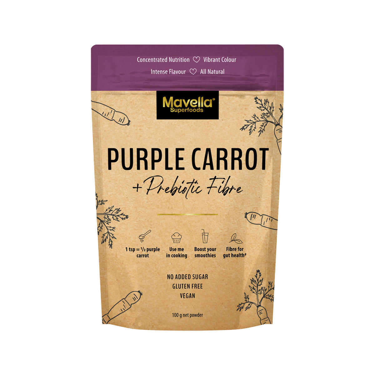 Mavella Superfoods Purple Carrot Powder 100g - Cutprice Online