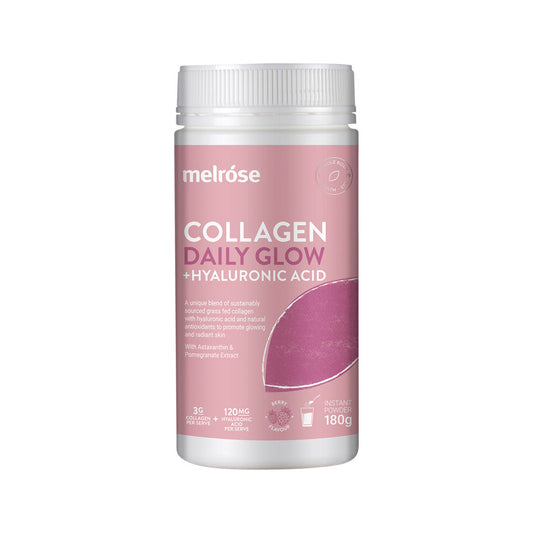 Melrose Collagen Daily Glow + Hyaluronic Acid Berry Flavour Instant Powder 180g - Cutprice Online