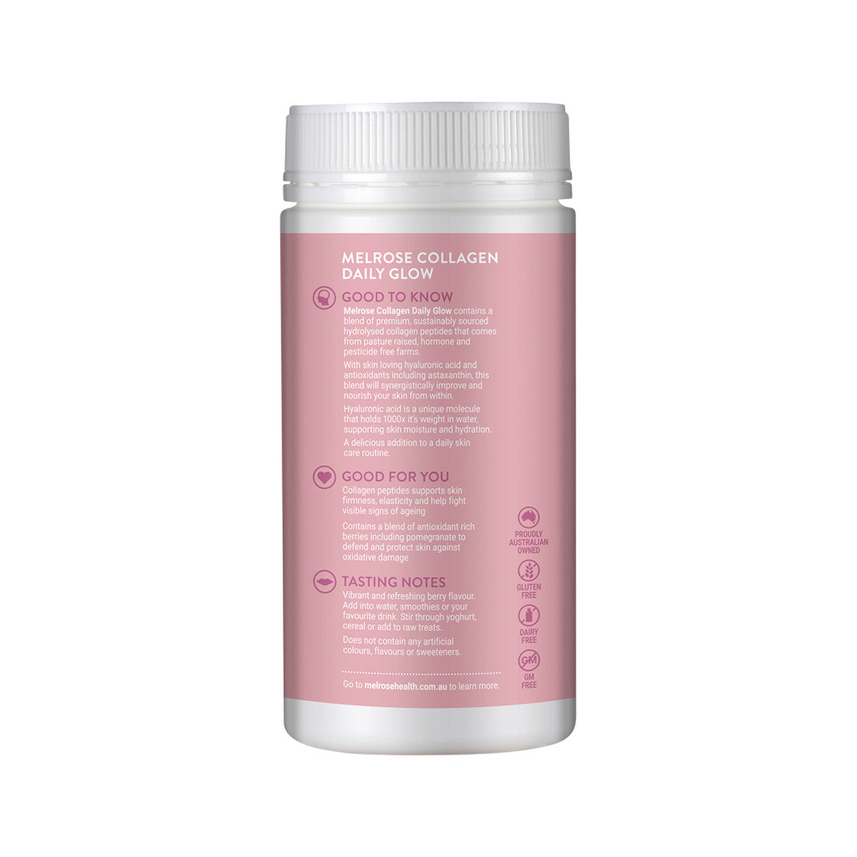 Melrose Collagen Daily Glow + Hyaluronic Acid Berry Flavour Instant Powder 180g - Cutprice Online