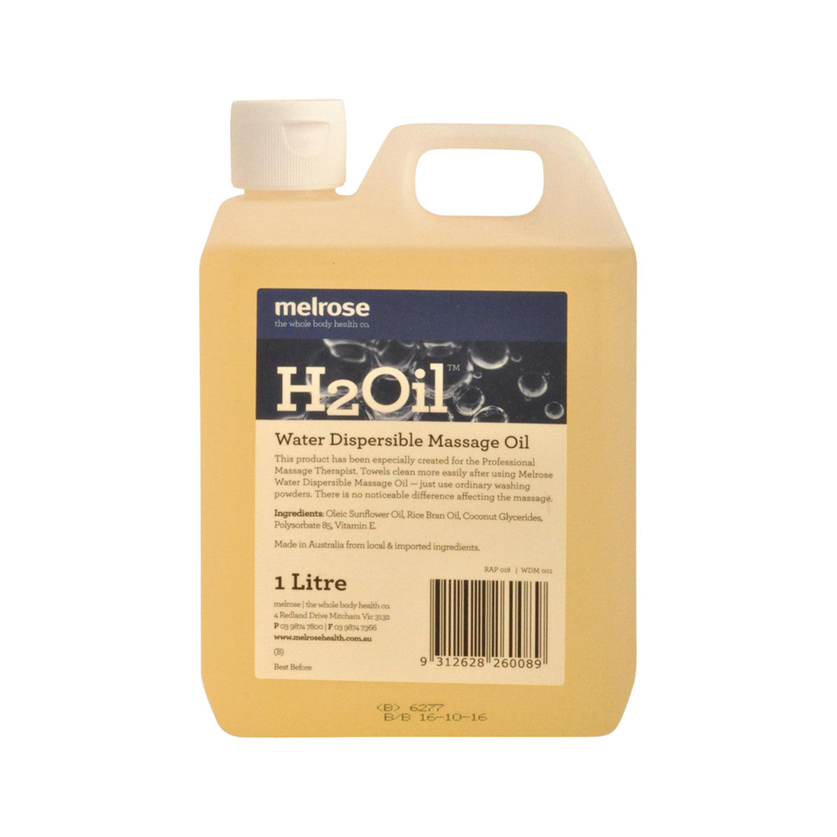 Melrose H2Oil Water Dispersible Massage Oil 1L - Cutprice Online
