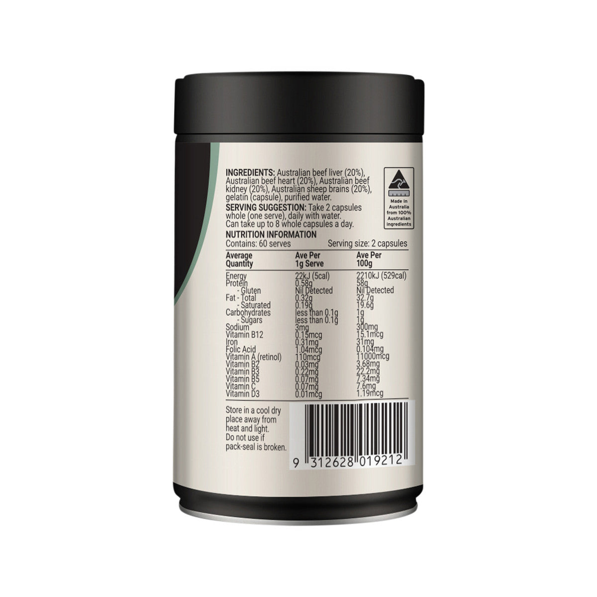 Melrose Origins Nose To Tail Multi (Grass Fed Organs 1000mg: Liver + Heart + Kidney + Brains) 120c - Cutprice Online