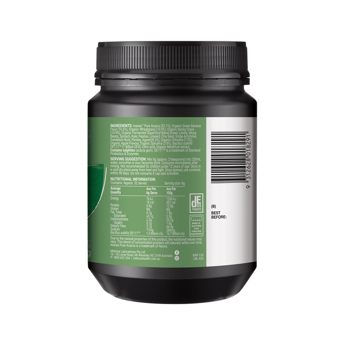 Melrose Organic Green-Biotic Gut Support Blend Green Apple 195g - Cutprice Online