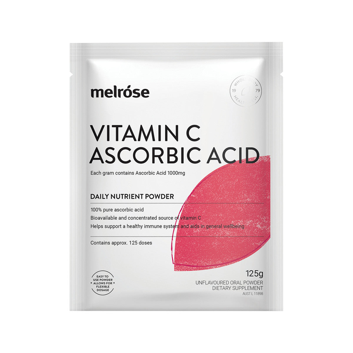 Melrose Vitamin C Ascorbic Acid Oral Powder Sachet 125g - Cutprice Online