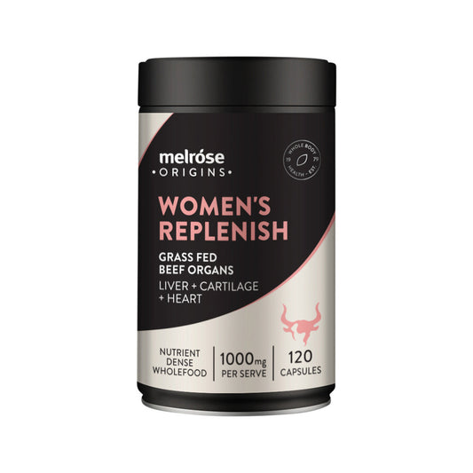Melrose Origins Women's Replenish (Grass Fed Beef Organs 1000mg: Liver + Cartilage + Heart) 120c - Cutprice Online
