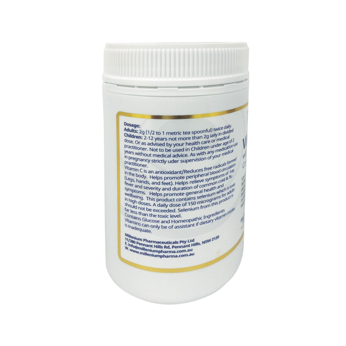 Millenium Pharmaceuticals White Vitamin C with Hesperidin Complex Oral Powder 200g - Cutprice Online