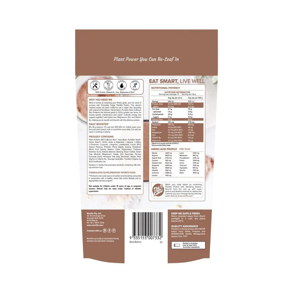 Morlife Plantiful Protein Chocolate Fudge 440g - Cutprice Online