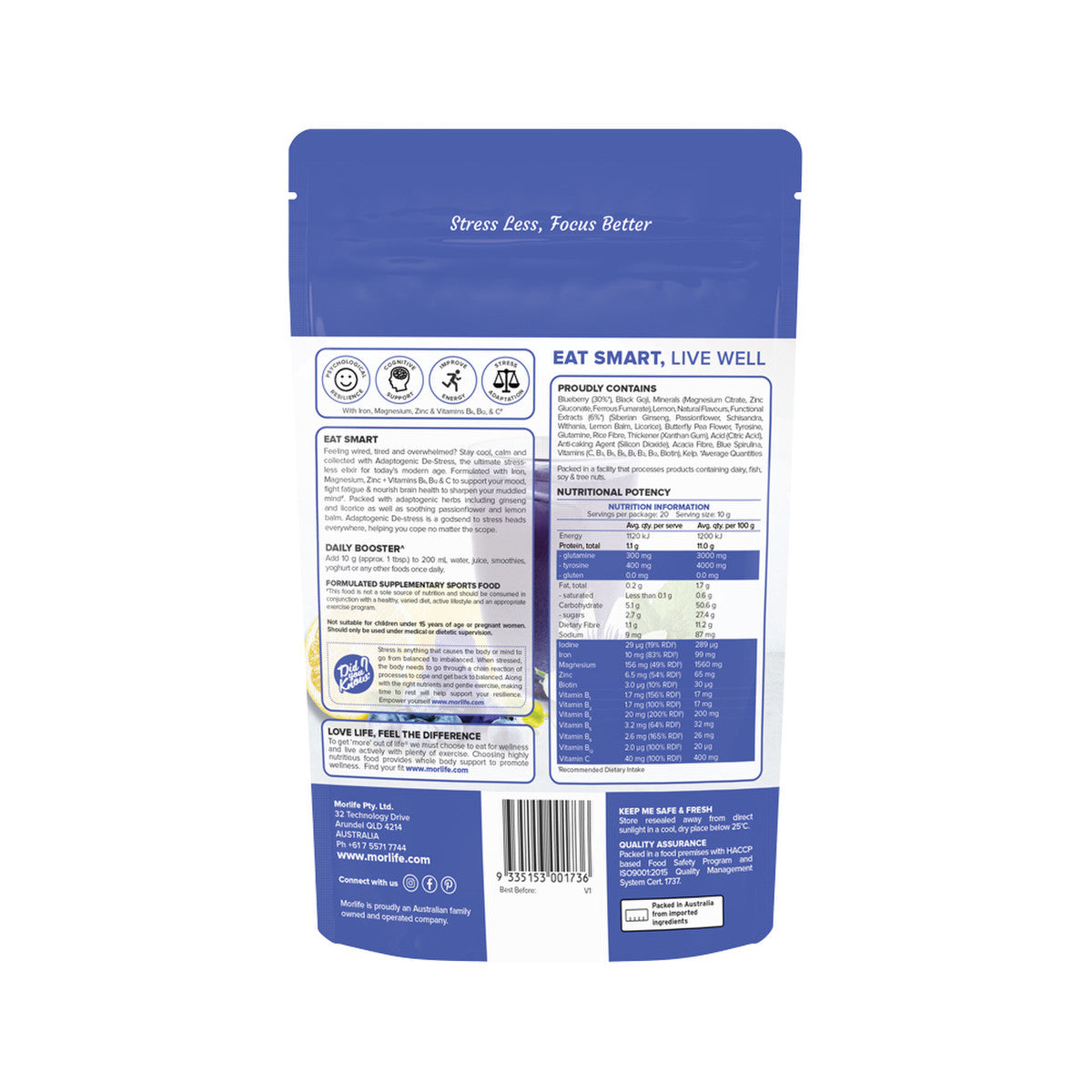 Morlife Adaptogenic De-Stress Chillberry 200g - Cutprice Online