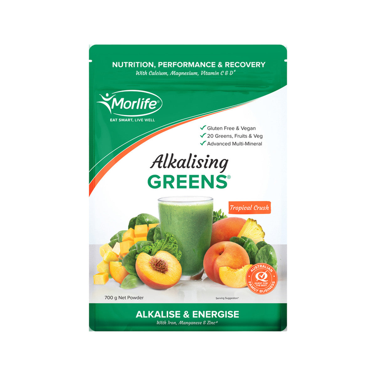 Morlife Alkalising Greens Tropical Crush 700g - Cutprice Online