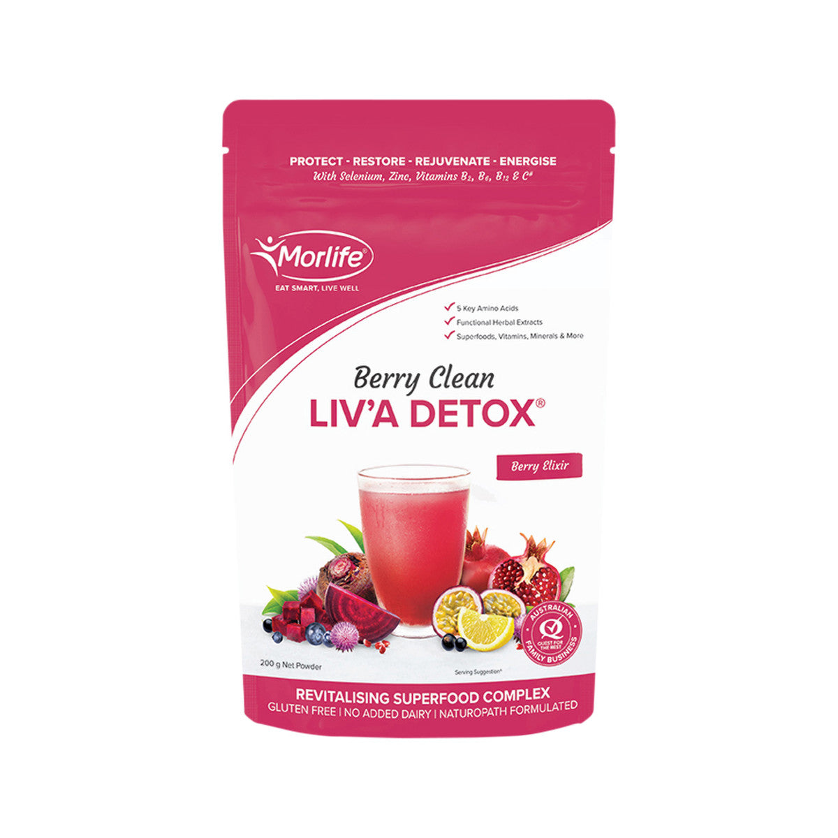 Morlife Berry Clean Liv'a Detox Berry Elixir 200g - Cutprice Online