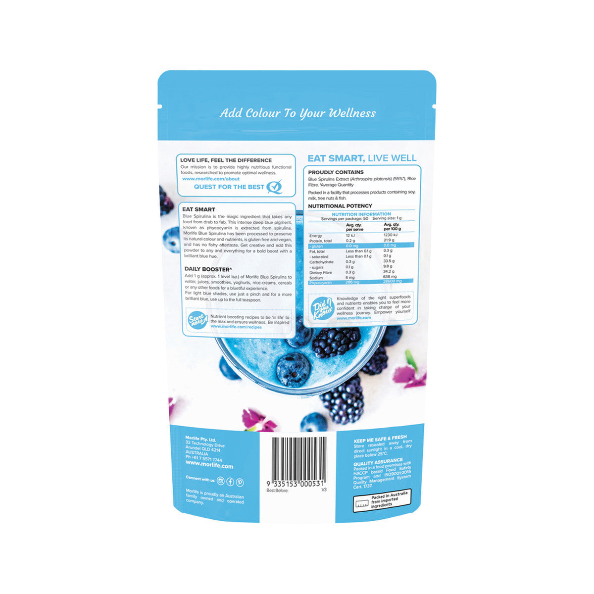 Morlife Blue Spirulina Powder 50g - Cutprice Online