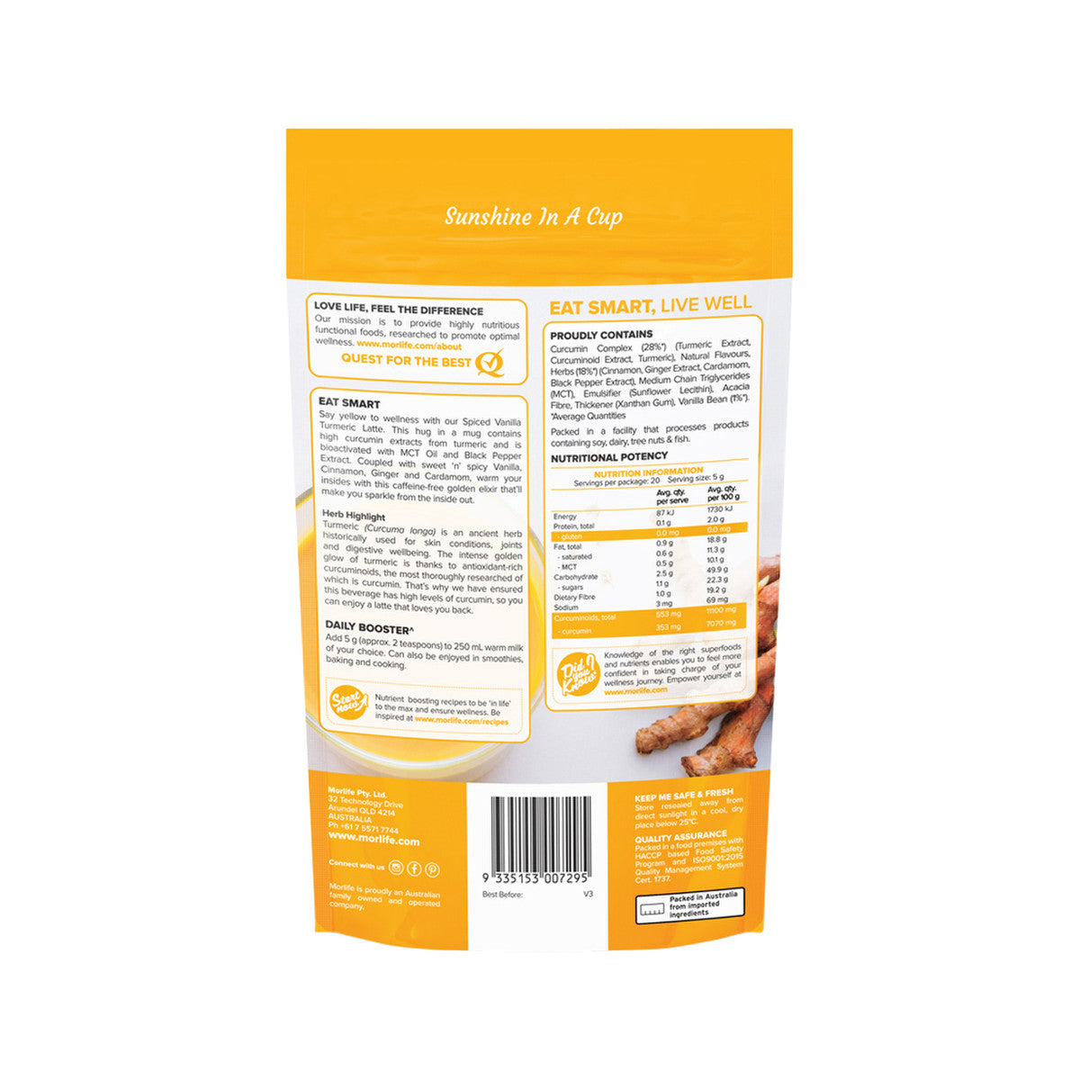 Morlife Spiced Vanilla Turmeric Latte 100g - Cutprice Online