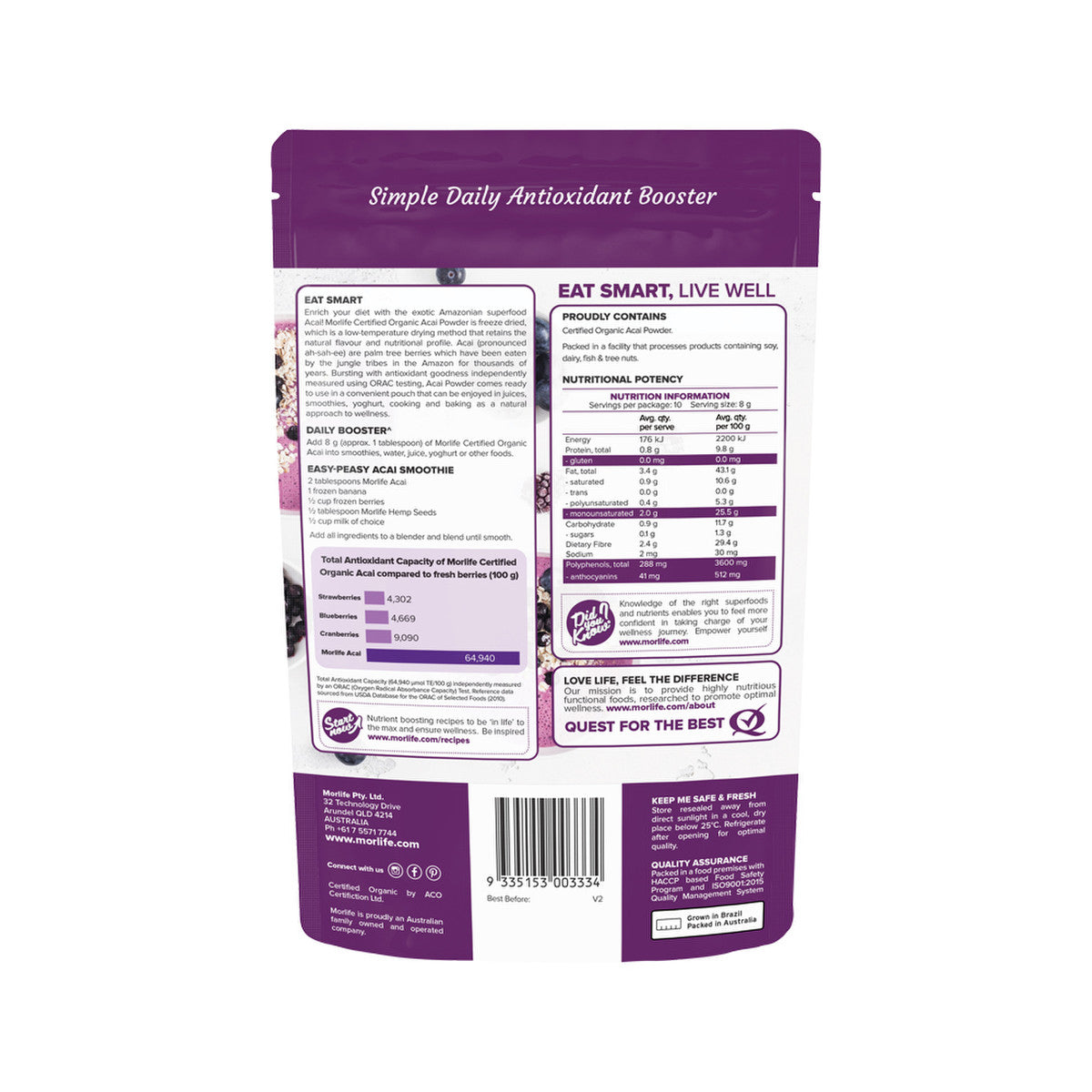 Morlife Organic Acai Powder 80g - Cutprice Online