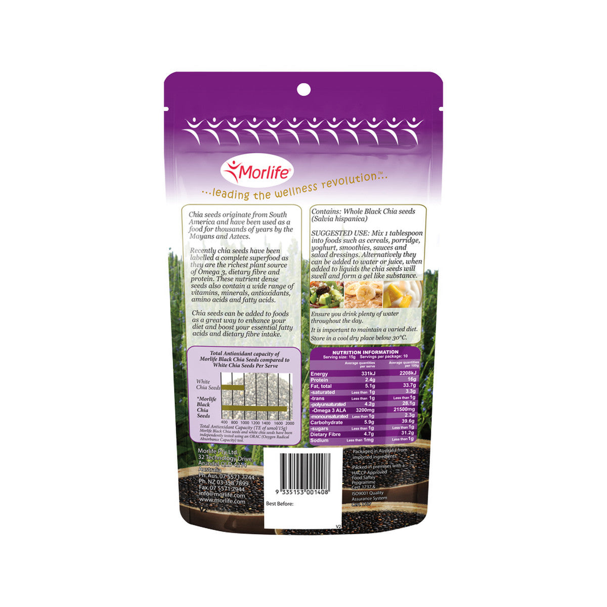 Morlife Organic Chia Seeds 150g - Cutprice Online