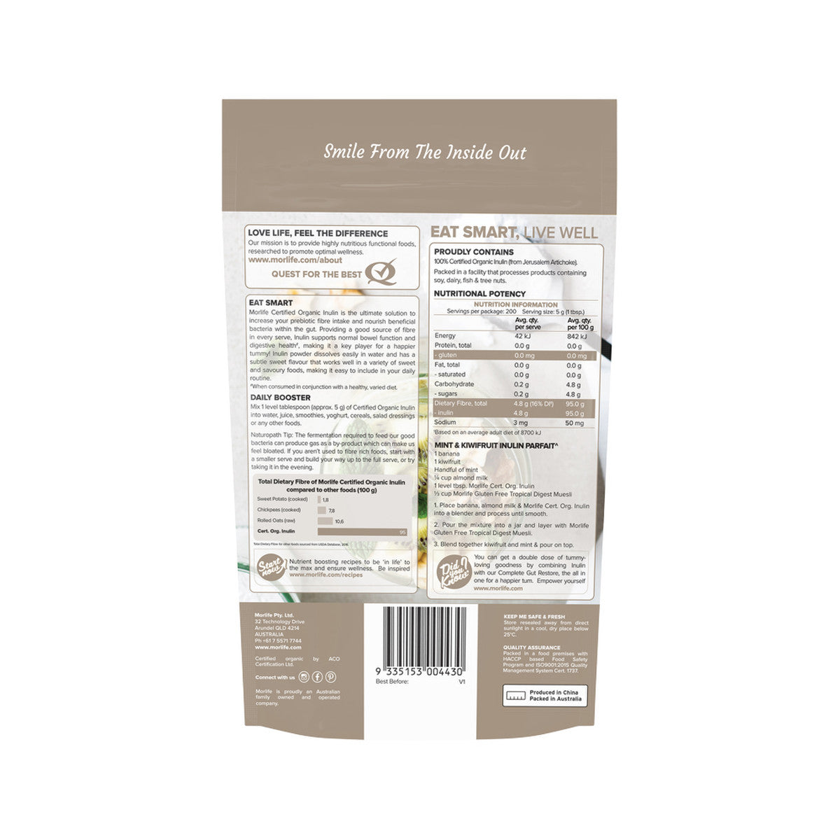 Morlife Organic Inulin Powder 1kg - Cutprice Online
