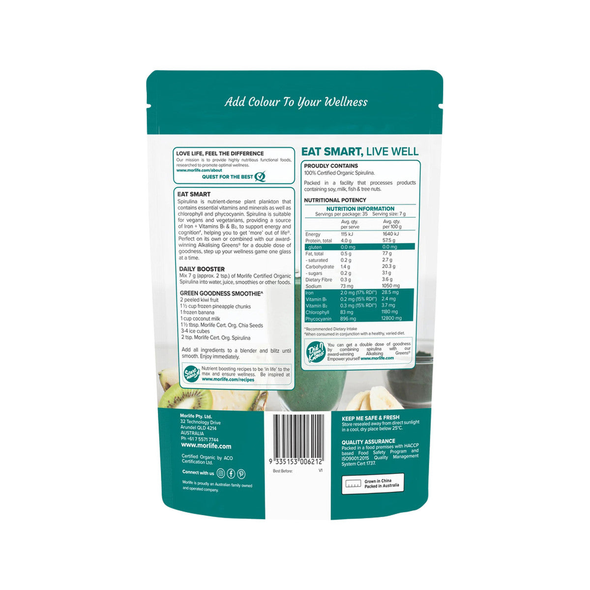 Morlife Certified Organic Spirulina Powder 250g - Cutprice Online