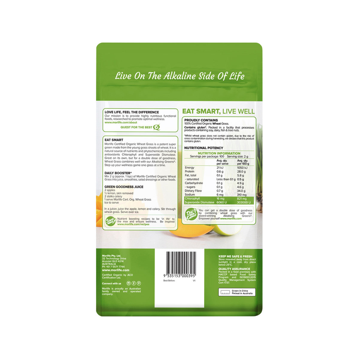 Morlife Organic Wheat Grass 200g - Cutprice Online