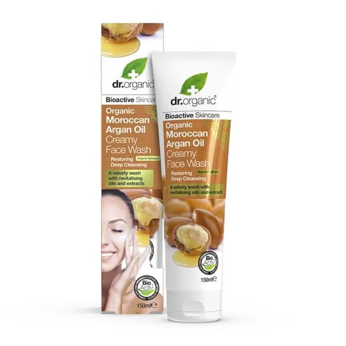 DR ORGANIC Creamy Face Wash Organic Moroccan Argan Oil 150ml DR ORGANIC