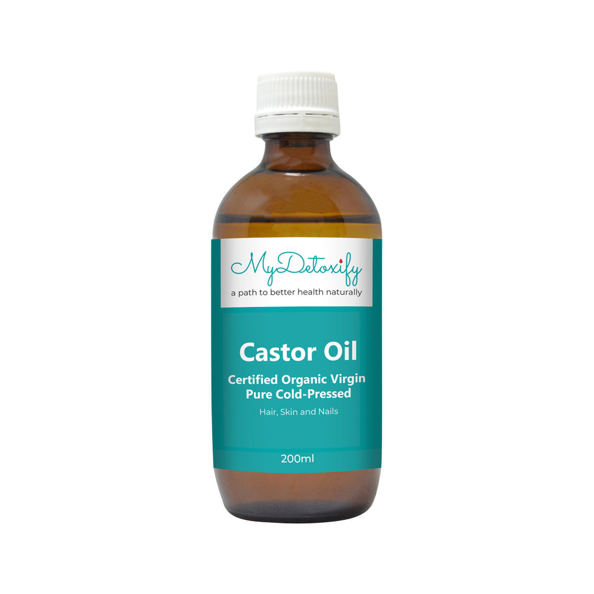 MyDetoxify Certified Organic Virgin Pure Cold-Pressed Castor Oil 200ml - Cutprice Online
