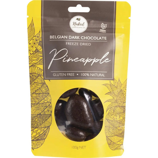 NAKED CHOCOLATE CO Freeze Dried Pineapple Dark Chocolate 100g NAKED