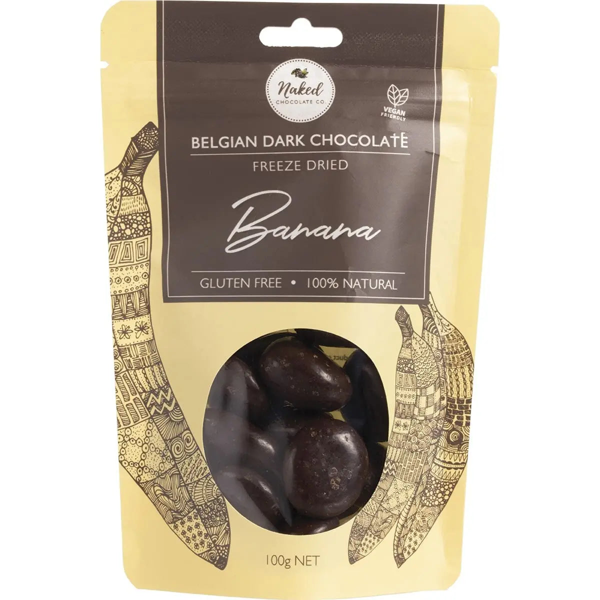 NAKED CHOCOLATE CO Freeze Dried Banana Dark Chocolate 100g NAKED