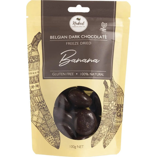 NAKED CHOCOLATE CO Freeze Dried Banana Dark Chocolate 100g NAKED