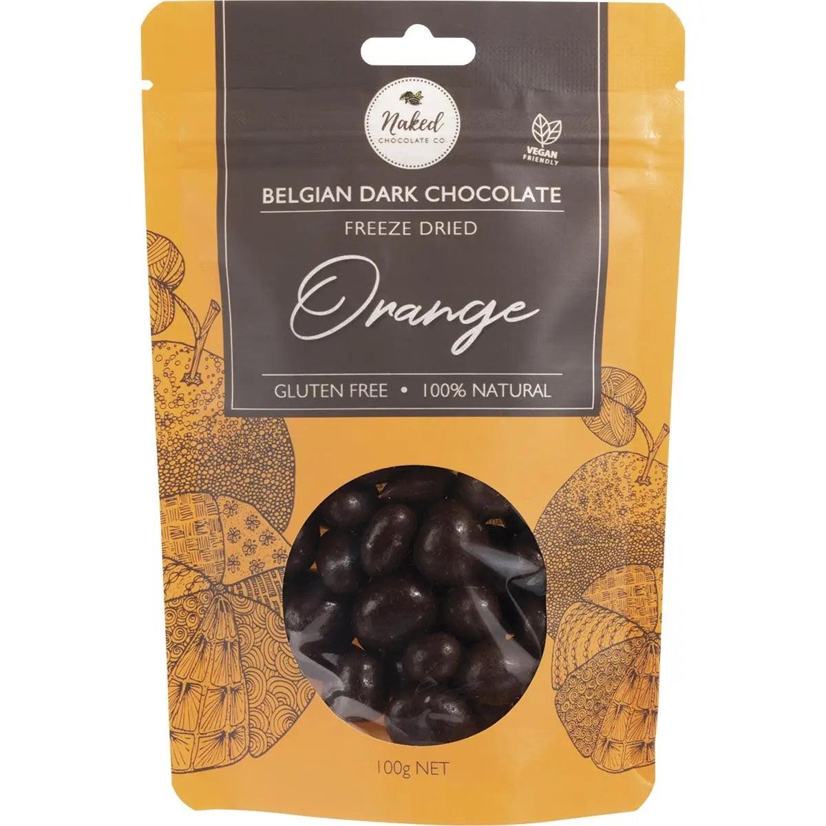 NAKED CHOCOLATE CO Freeze Dried Orange Dark Chocolate 100g NAKED