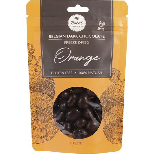 NAKED CHOCOLATE CO Freeze Dried Orange Dark Chocolate 100g NAKED